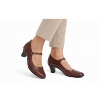 Marimea 35, 37 Pantofi dama piele naturala maro – eleganti, comozi, toc mediu stabil de 5 cm P104M